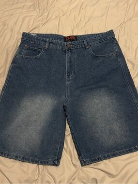 FUBU Men's Dark Blue Denim Jean Shorts